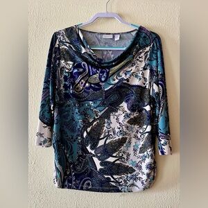 Chico's paisley cowl neck blouse